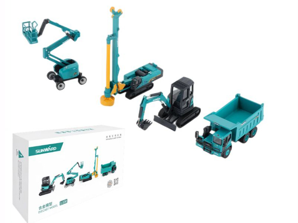 Mini modello in lega di veicolo di ingegneria, escavatore, camion perforatore, braccio di manovella (singolo)